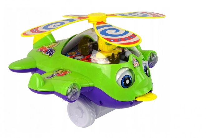 Zeleni gurni helikopter s pilotom