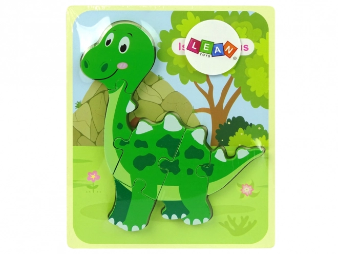 Drvene puzzle Dinosaurus Isanosaurus Tirannosaurus Zeleni