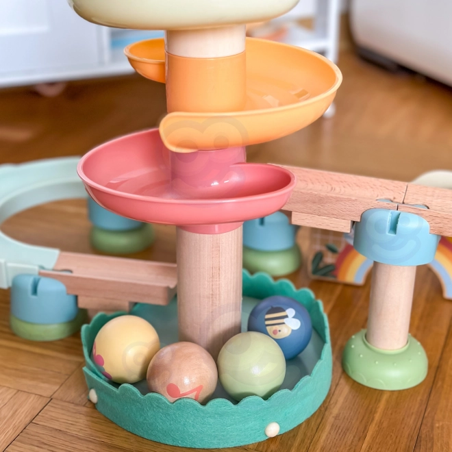 Drvena staza s kuglicama s ksilofonom Tooky Toy 44 kom