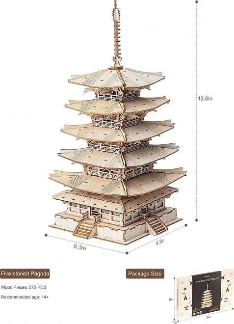 3D drvene puzzle petorazinska pagoda