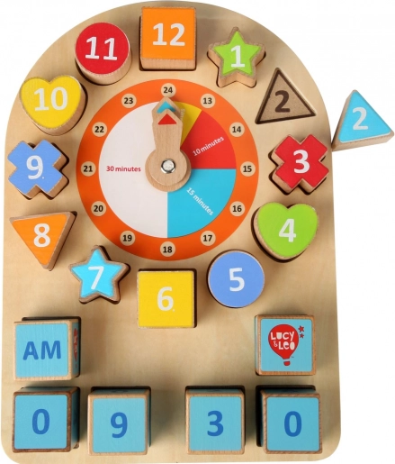 Drveni sat i oblici LUCY & LEO – montessori edukativna igra