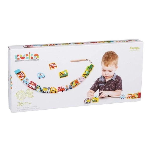 CUBIKA 14316 Navođenje prijevoznih sredstava - set za navođenje - 13 drvenih dijelova i 8 predložaka