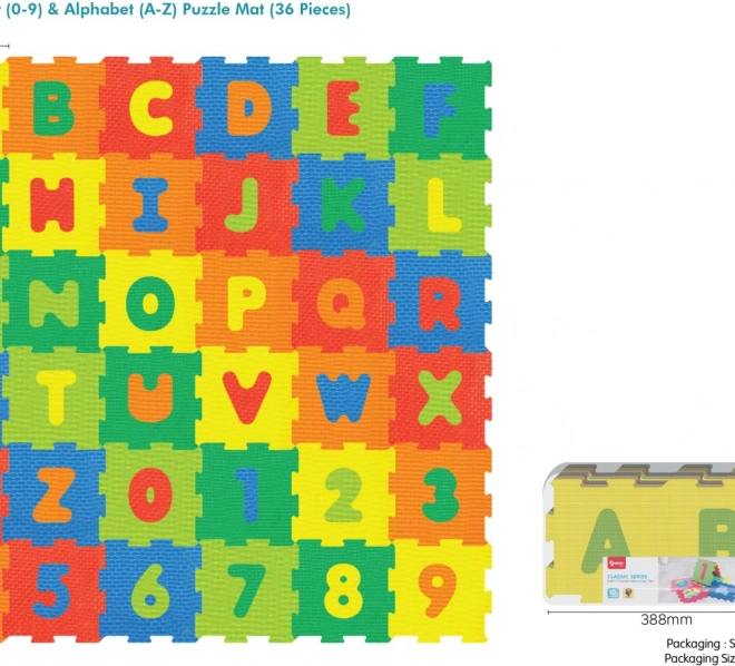 Pjenaste podne puzzle 36 kom s brojkama i slovima od EVA za djecu 10m+