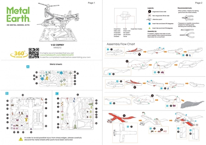 Metal Earth 3D puzzle V-22 Osprey