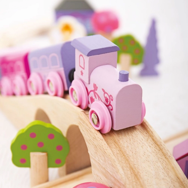 Bigjigs Rail Drvena vlakodromska osmica za princeze 35 dijelova