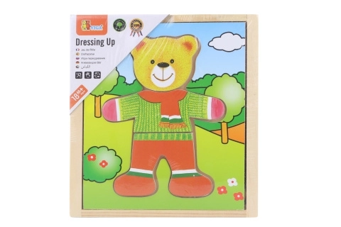 Drvene puzzle VIGA Obuci medvjedića