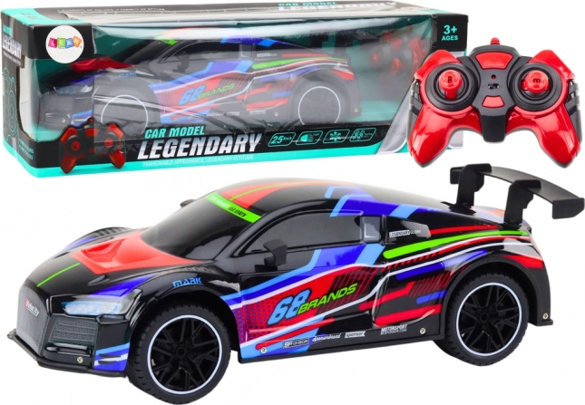 RC sportski automobil 1:10 s LED svjetlima, brzina 25 km/h, crni