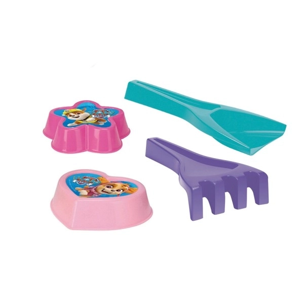 Set za pijesak 4 kom plastična lopatica,grebice,2 kom kalupi Tlapkova patrola/Paw Patrol 4 boje u mreži
