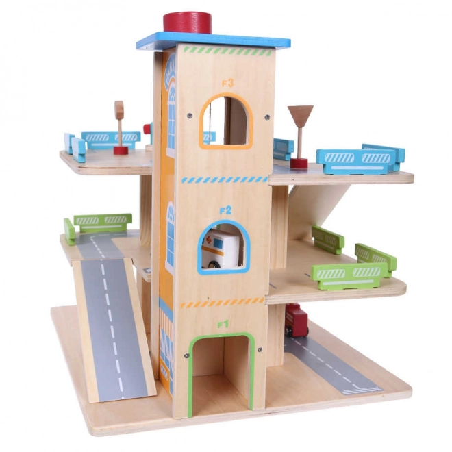 Drvena garažna staza s liftom + autići Ecotoys