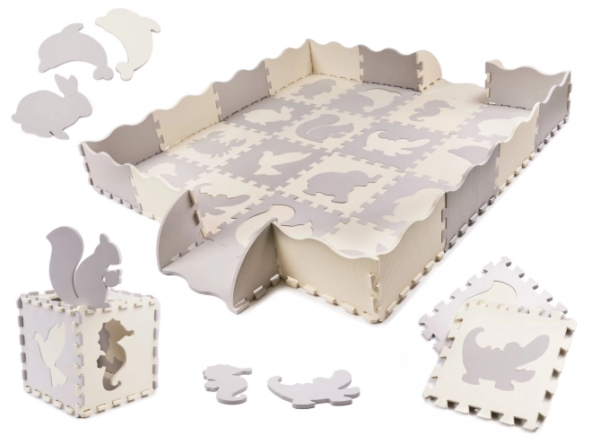 Kontrastne bež boje pjenaste puzzle sa životinjama
