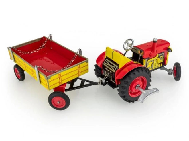 Traktor Zetor s prikolicom crveni na ključ metal 28cm Kovap u kutiji
