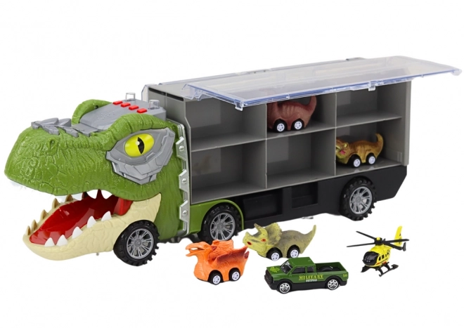 Kamion za prijevoz dinosaura 6 kom Svjetla Zvukovi Zelena