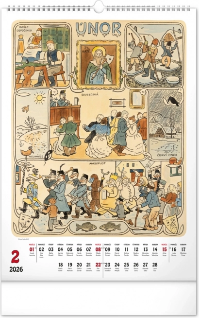 Zidni kalendar Josef Lada 2026