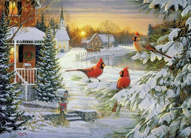 Puzzle Kardinali pri zalasku sunca 1000 dijelova Cobble Hill