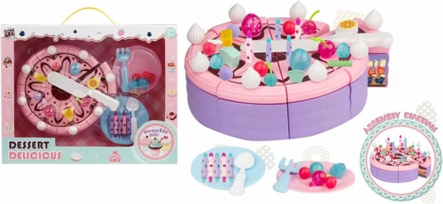Set rođendanska torta s posuđem i svijećama