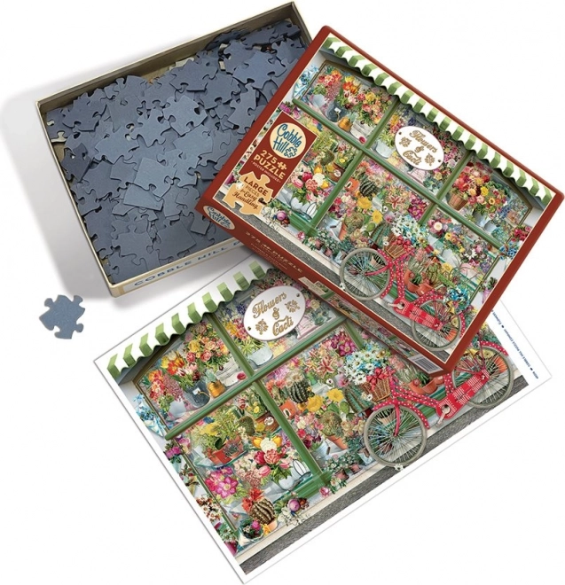 Puzzle Trgovina cvijećem i kaktusima, kolač, lako rukovanje, 275 dijelova
