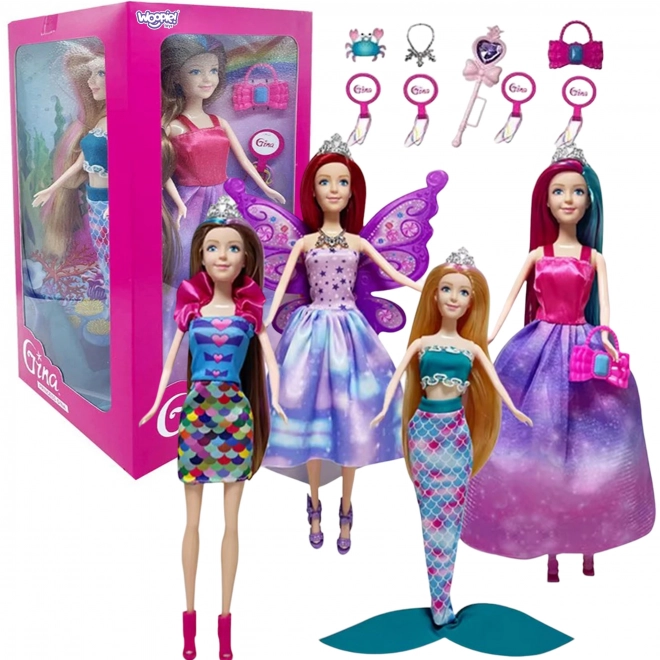 WOOPIE Set 4 Čarobne Princeze - Kutija Lutki 4u1 s Dodacima