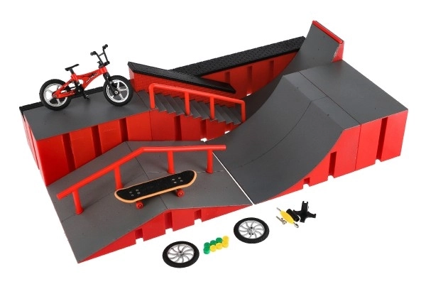 Skatepark - rampe, bicikl za prste, skateboard za prste plast s dodacima 2 boje u kutiji 43x25x12cm