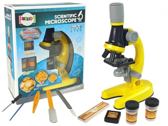 Mikroskop za znanstvenike Edukacijski set žuti 100x 400x 1200x