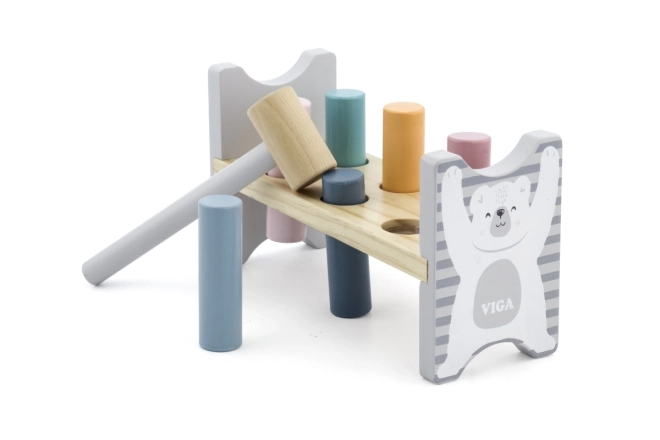 VIGA PolarB Drvena klupa s čekićem – Montessori igračka