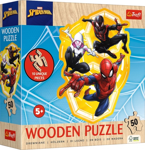 Drvene puzzle s nepravilnim oblicima SPIDER-MAN, 50 dijelova (19,7 × 26,6 cm)