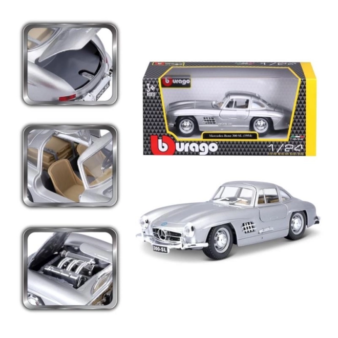 Bburago 1:24 Mercedes Benz 300SL srebrna 18-22023