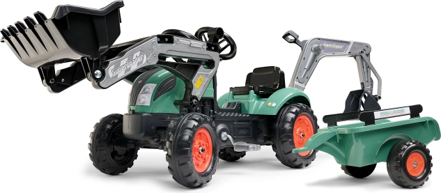 Dječji traktor na pedale s utovarivačem i prikolicom FALK za djecu 2–5 godina