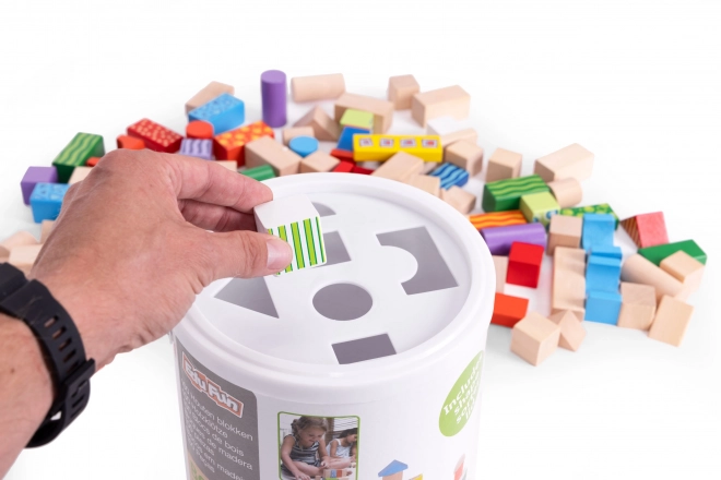 Drvene građevne igračke za djecu s posudom za razvrstavanje ECOTOYS