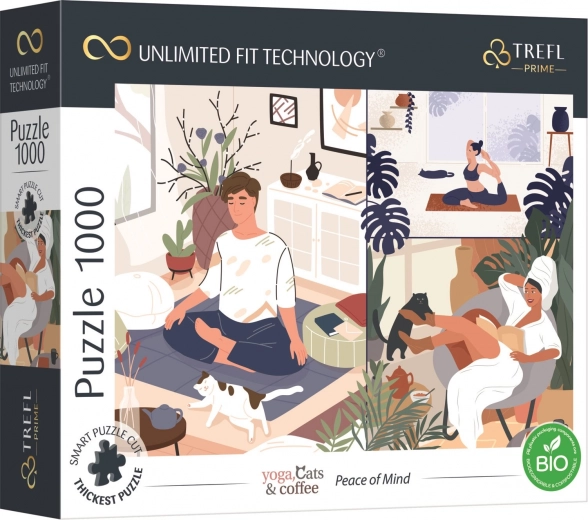 Slagalica TREFL UFT Yoga, Cats & Coffee 1000 dijelova