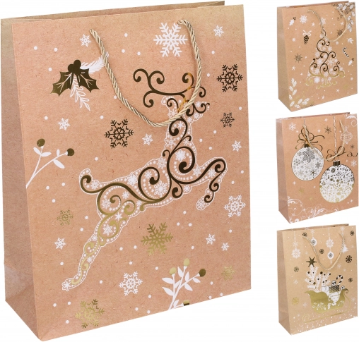 Poklon-vrećica M 26 × 32 × 10 cm božićni motivi