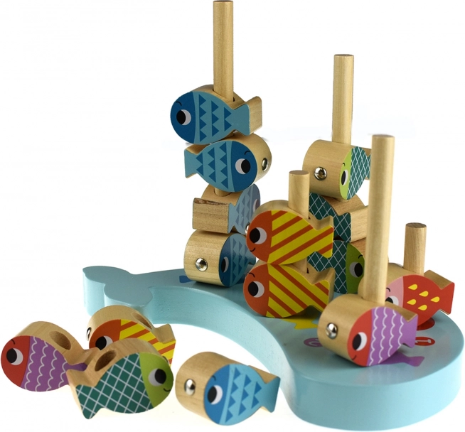 Tooky Toy Drvena Igra Kit i Ribice Multifunkcionalna 4 u 1