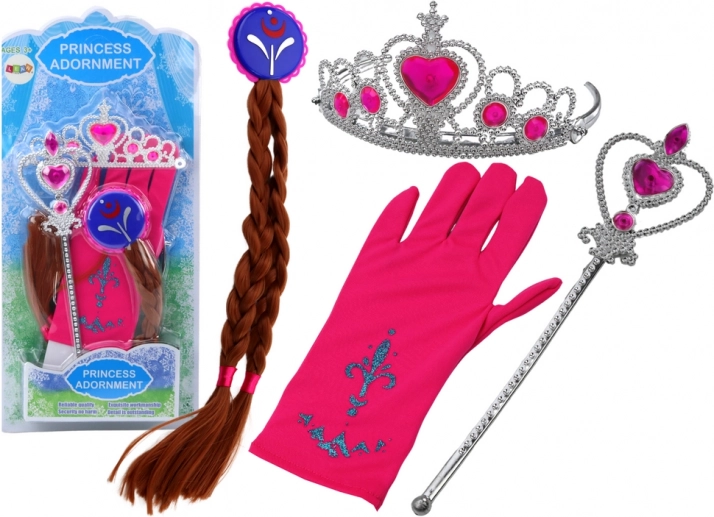 Set pribora za male princeze Štapić Rukavice Kruna Pletenice