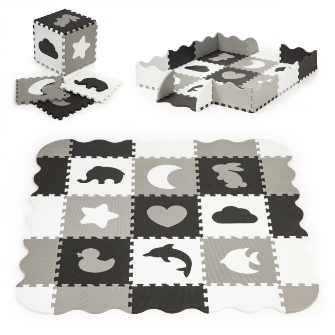 ECOTOYS Pjenaste puzzle Životinje i oblici crno-bijela SX s rubovima
