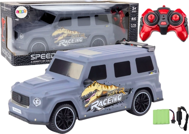 RC auto s motivom dinosaura 1:10, sivo