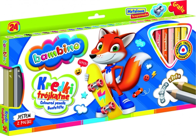 Trokutaste bojice s rezačem Bambino - 24 komada