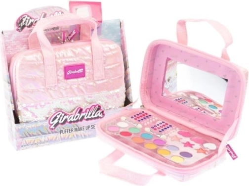 Make-up torbica GIRABRILLA s ružičastim šljokicama i zrcalom