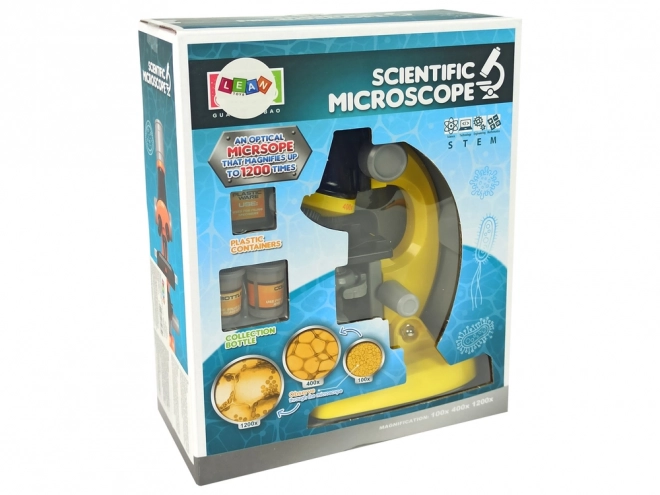 Mikroskop za znanstvenike Edukacijski set žuti 100x 400x 1200x