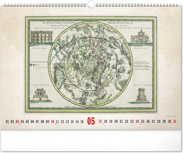 Zidni kalendar Stare karte 2026