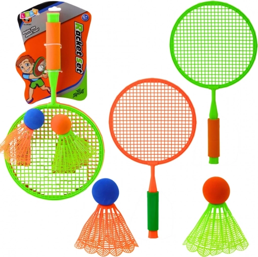 Set za badminton za djecu - 2 reketa i 2 velika loptica