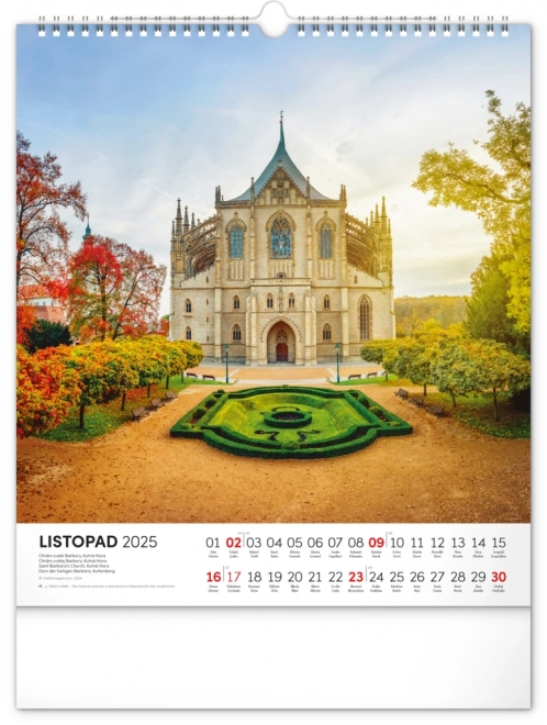 NOTIQUE Zidni kalendar Češka republika 2025, 30 x 34 cm