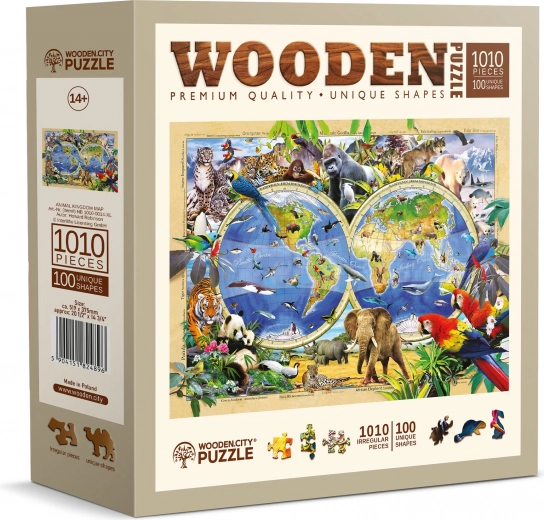 Drvene puzzle karta svijeta životinja 1010 dijelova WOODEN CITY