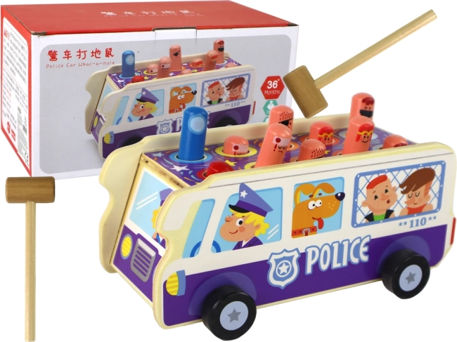 Drvena igra spretnosti policijski autobus s čekićem