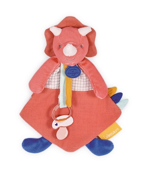 Doudou poklon set - igračka s držačem za dudu dinosaurus ružičasti