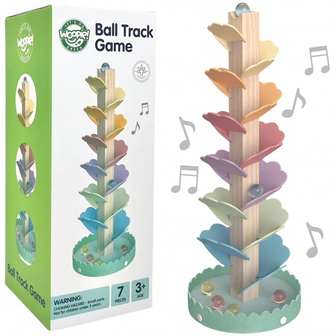 Drvena staza s kuglicama Duga Montessori WOOPIE GREEN