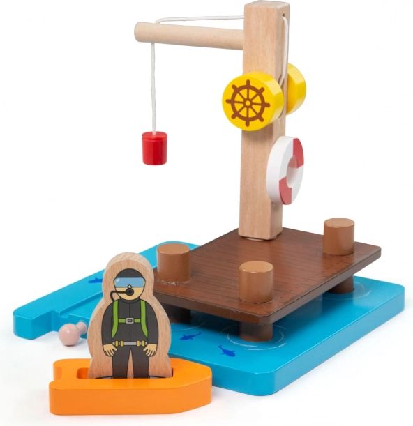 Bigjigs Rail luka s dizalicom, čamcem i roniocem