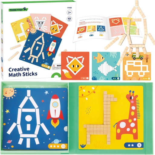 Tooky Toy magnetska logička slagalica – kreativne matematičke štapiće, 49 dijelova