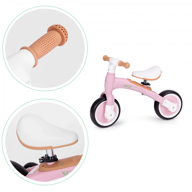 Balansni bicikl s pedalama - pomoćni kotačići za trening 3u1 ECOTOYS – Ružičasto