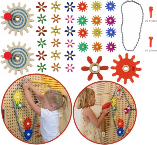Masterkidz set zupčanika i lanca za STEM ploču, 79 dijelova