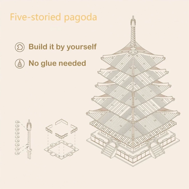 3D drvene puzzle petorazinska pagoda