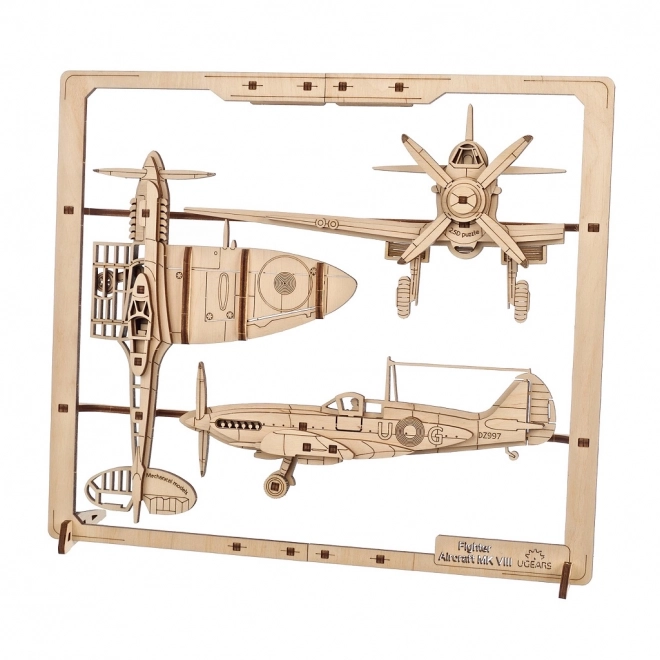 Ugears drveni mehanički puzzle Lovac avion